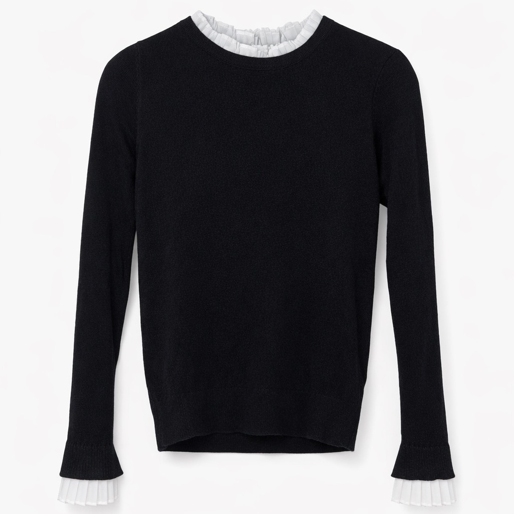Black and white ruffle collar sweater Size S